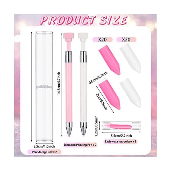 2 stk. Pen med 40 stk. Voksudskiftning Vokslim Diamant Kunst Tilbehør