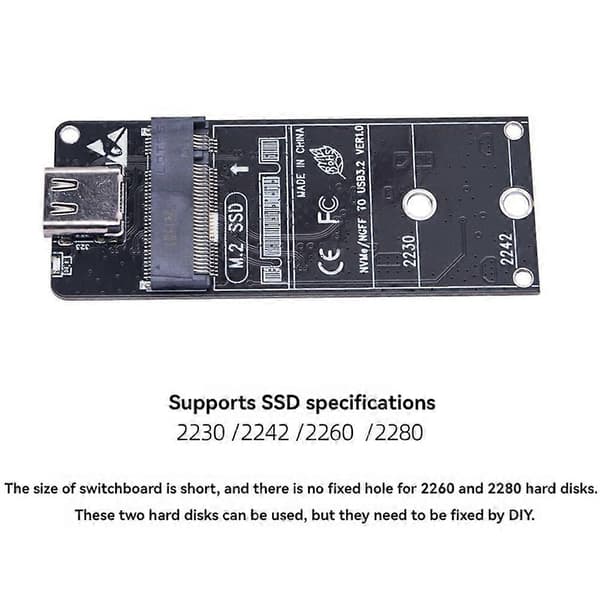 M.2 -tyyppinen C SSD-koteloadapteri NVME NGFF HDD-kotelovälilevy 20 Gbps tukee 2230 22