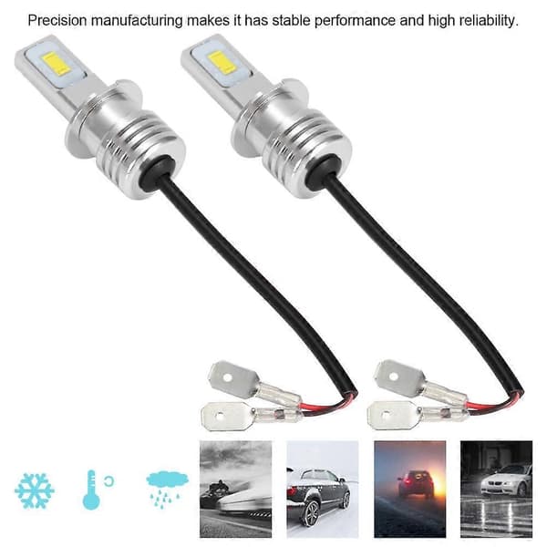 2 stk H3 80W 8000K 12-24V Universal Tilbehør Hvit LED Tåkelys Pære med Dekoding