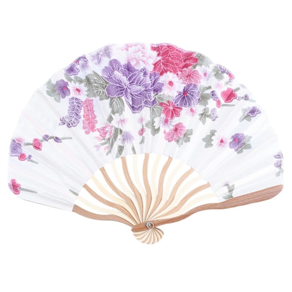 Bambusblomst Trykt Japansk Stil Foldbar Håndholdt Fan Gave Dekoration & Klassisk Stil Peony Blomst