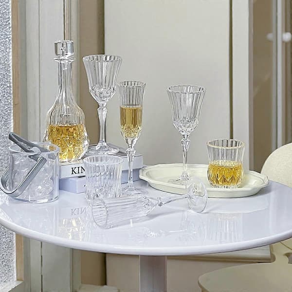 1:6 Dollhus Miniatyrmodell Möbler Sofistikerat Vinglas/Snidade Vinflaska/Vin Sju-Delar Se