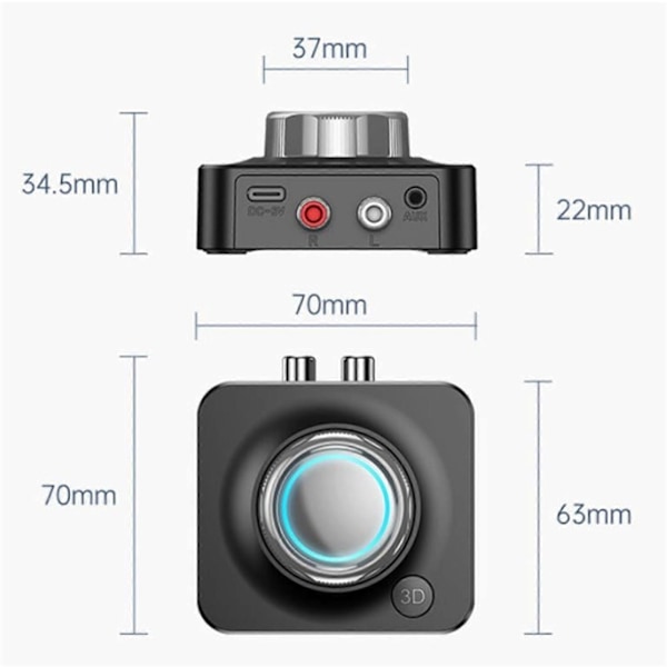 Salg Bluetooth 5.0 Audio Rca Mottaker Bluetooth 5.0 Sender Mottaker Trådløs Nfc 3.5Mm Aux Til 2 Rca Audio Adapter