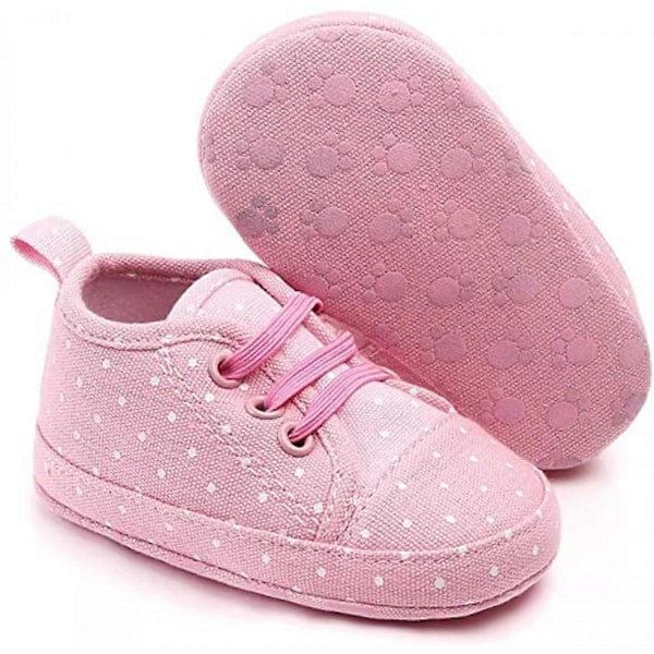 Babysko til drenge og piger - Bløde spædbørnssko, anti-slip, lette, førstegangsvandrere - Pink 11cm