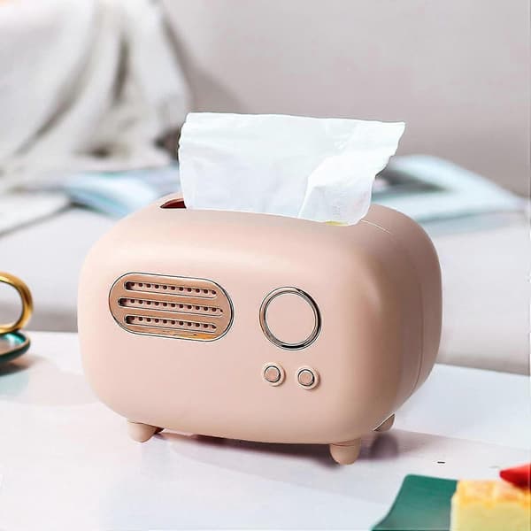 Pappersbox, Pappershållare, Retro Radioformad Multifunktion För Hem, Vardagsrum, Sovrum, Kontor, Bil, (Rosa)