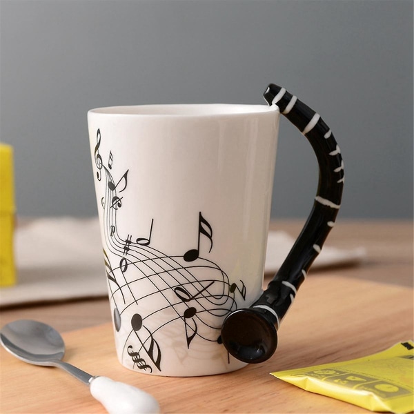 240 ml, musikk keramisk krus Søt kaffe te, melk stav krus og kopper med håndtak Nyhetsgaver, saxopho
