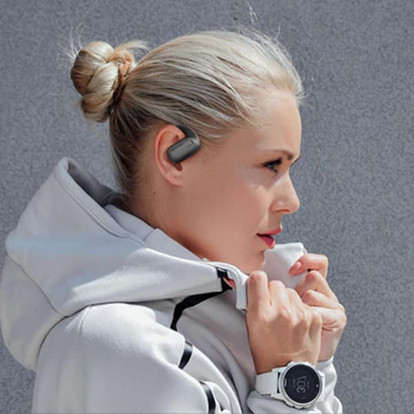 Bluetooth 5.3 Øretelefon Multifunktionel ENC Støjreduktion Stereo Lyd Åbent Øre Design Trådløse Bluetooth Ørepropper Grå
