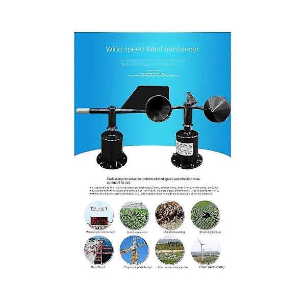 30 m/s Polycarbon Vindhastighedsretningssensor Vejrstation Udendørs 3 Kop Anemometer Sensor Udgang-Yvan