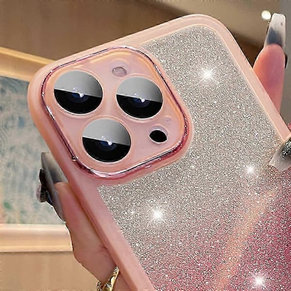 Fodral för iPhone 15 Pro Max Gradient Glitter Stötsäkert PC+TPU Telefonskal med Linsskydd -