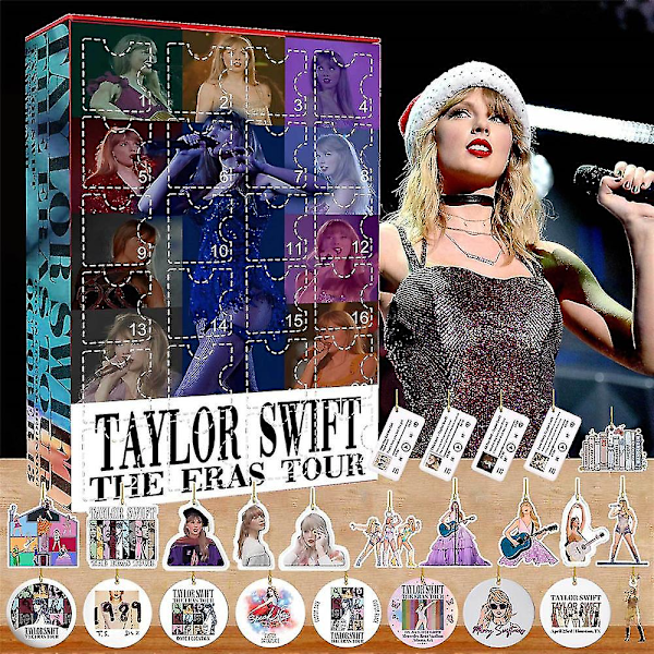 2023 Taylor Swift Julekalender til fans, 24 dages julekalender nedtælling vedhæng blind boks, dejlig julegaveidé til fans