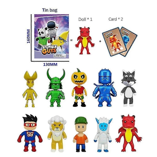 24 stk Stumble Fall Guys Actionfigurer Leke Spillkarakterkort PVC Modell Kawaii Anime Samling Dukker Barn Gaver