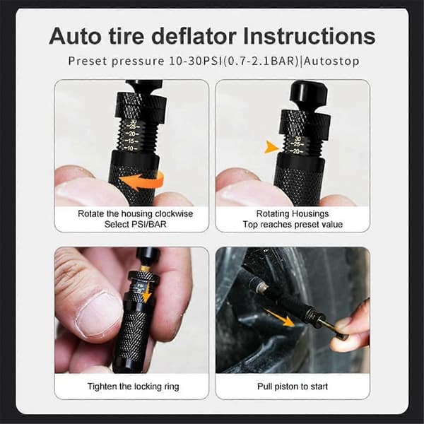 4-pack Automatiska Däckavluftningsventiler, Justerbart Tryck Passar för Offroadfordon Motorcykelventillock