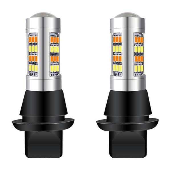 2 stk LED Dobbelt Farve Blinklys Dagkørelys Strobe Lampe 2835 42SMD