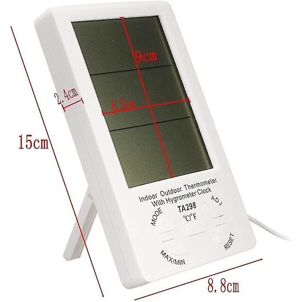 Ta298 Digitaalinen Lcd Sisä- Ja Ulkolämpömittari Lämpötila Ja Kosteus Kokous Kokous Kokous Kotiin, Toimistoon Ja Hotelliin, Sairaalaan