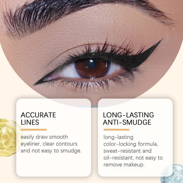 2 stk. Zephoco Sort Eyelinerblyant, Vandfast, Smudsafvisende, Silkeblød, Gel Eyeliner 2Pcs