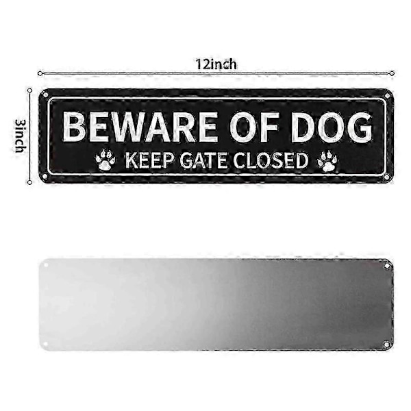 2-pack Varning för Hund Skylt, 30x7,6 cm Rostfri 0,1 cm Aluminiumskylt, Reflekterande, Blekningssäker, UV-skyddad