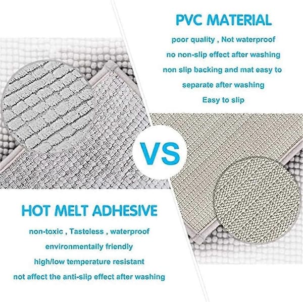 Maskinvaskbar, myk og absorberende baderomsmatte i chenille-mikrofiber med antiskli