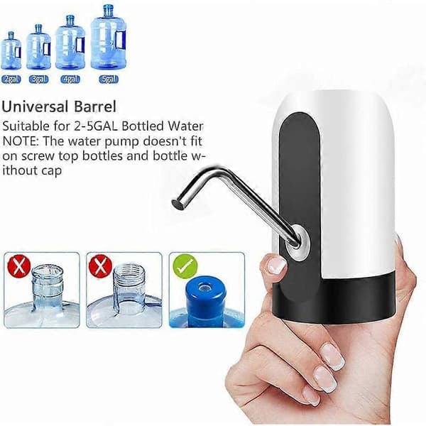 Vattenpump, elektrisk vattenflaskpump, USB-laddande automatisk dricksvattenpump för universalflaska, bärbar vattendispenser för camping