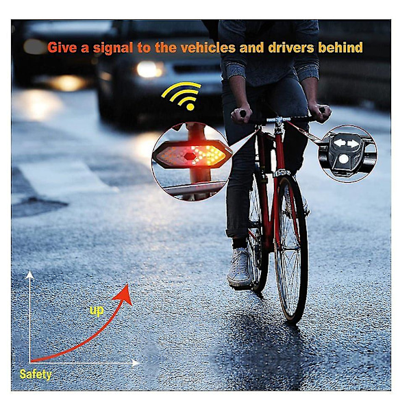 Sykkellykt, Smart Trådløs Fjernkontroll Signal Lys Vanntett Led Sykkel Baklys & Retningslys USB Oppladbar Med 120db Horn (svart)