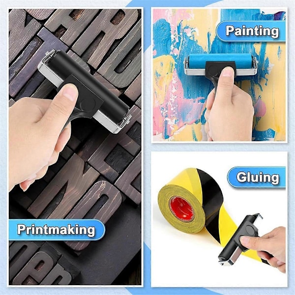 3 st Gummi Brayer Roller Stämplingsroller Limningsroller Verktyg för Tryckning, Limningsapplikation, 9,5 cm Bredd