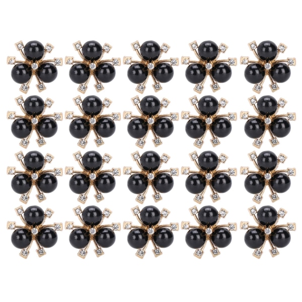20st Pärlblomma Strassar gör-det-själv-kläder Manschett Brosch Modesmycken Tillbehör svart
