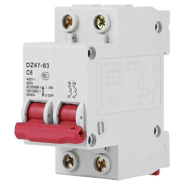 DZ47-63 AC400V 50Hz 6A Miniature Strømafbryder Brydeevne 6000A