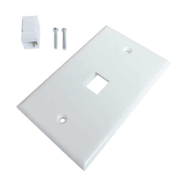 1-pakks Ethernet veggplate med 1 port, Jack veggplate med RJ45 hunn til hunn inline koblingsinnsats