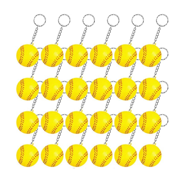 24 Pack Softball Keychains,mini Stress Baseball Keychains,sports Ball Keychains,school Carnival Rew