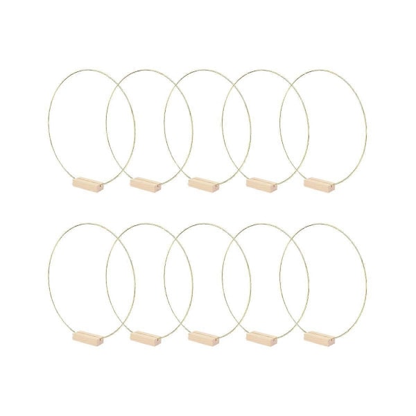10-pack 10 tum Metall Blomsterbåge Centerpiece med 10-pack Trä Platskortshållare, Guld Båge Cen