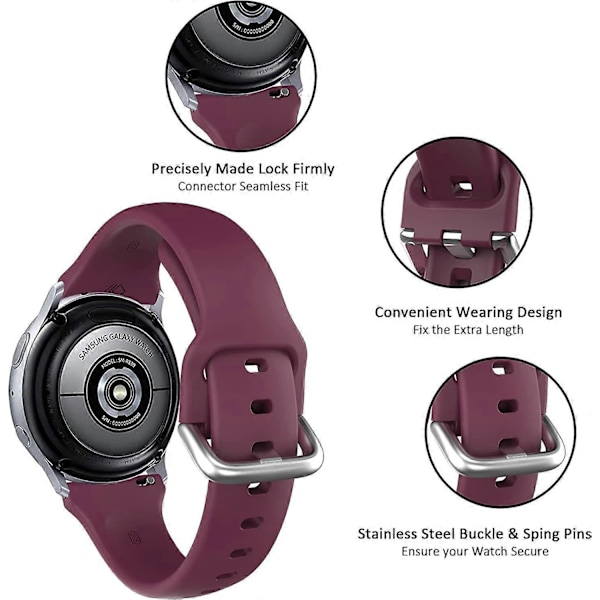 4 Pak Slanke Bløde Silikone Remme Kompatible med Samsung Galaxy Watch Active 2 40mm 44mm & Galaxy Watch Active, 20mm Sport Vandtætte Armbånd.
