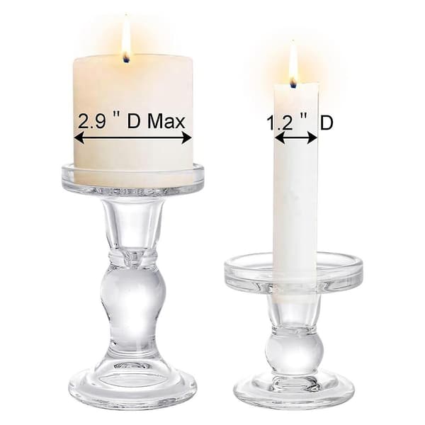 Glasslysestaker, Klare Søyleformede Lysestaker Krystall Lysestake Stativ for Spisebord 3