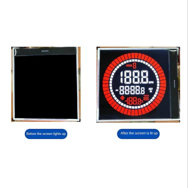 2,15 tommer VA Segmentkode LCM LCD-skærm VA Sort Baggrund Hvide Tegn + Silketryk LCD LCD-skærmmodul