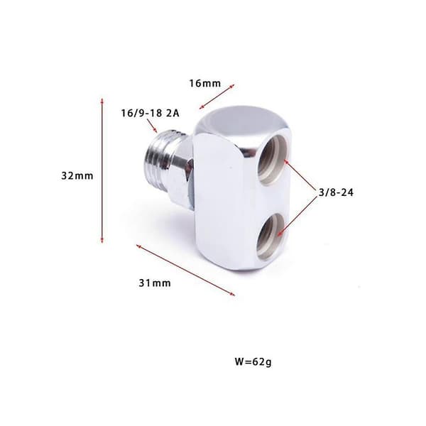 Dykkerregulator forbundet til BCD 3-vejs T-stykke 1x9/16-18 2A Unf til 2x3/8-24 Unf