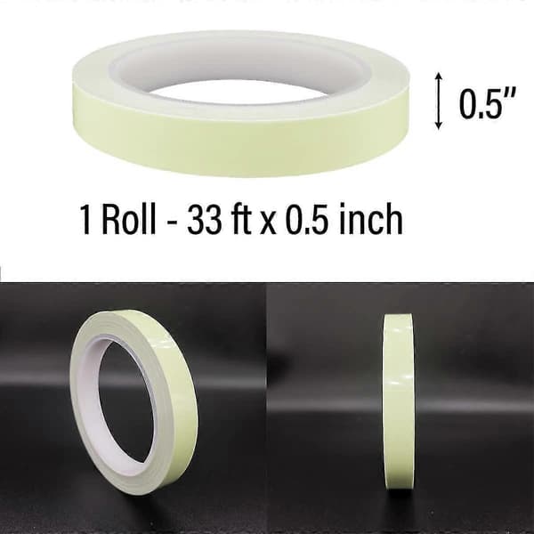 Selvlysende Tape 10 m x 1,27 cm Lysende Vandtæt Selvlysende Tape, Fluorescerende Tape