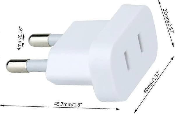Adapterhode, 4 mm plugg US-plugg til EU-plugg Reiseadapter USA til Europa Strømadapter Europeisk regulering Ladekonverteringsplugg