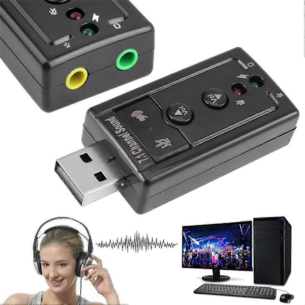 USB 7.1 Ekstern PC USB Lydkort 3.5mm Hovedtelefon Audio Adapter Mikrofon Lydkort Til Mac Win Computer Android Linux