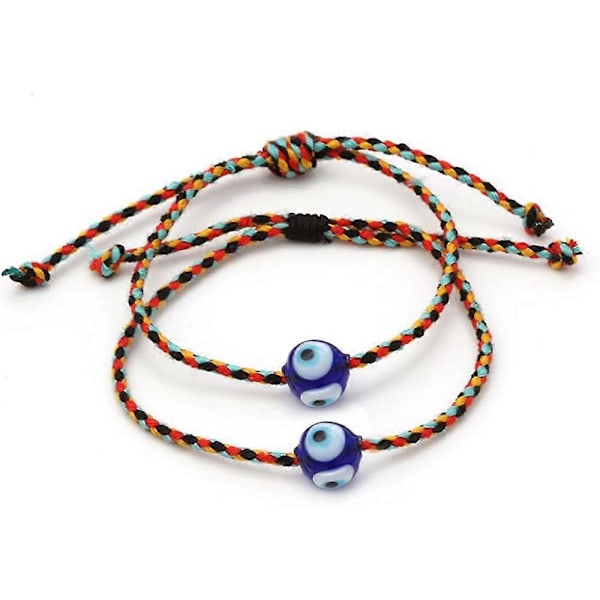 UBIUO 2 st Lucky Evil Eye Amulett Tibet Snöre Justerbara Armband för Kvinnor Män Handgjorda Färgglada Rep Vävt Armband Turkiska Skydd Smycken Par