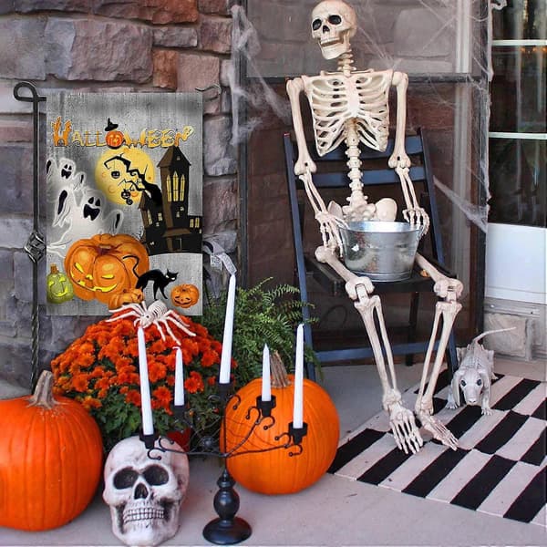 Halloween Hageflagg Vertikal Dobbeltsidig Burlap Gresskar Hageflagg