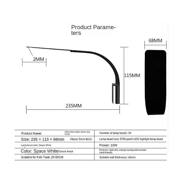 X5 Akvarielys til Fisketank Plantet Akvarium 10W LED Lys til Akvarium LED Belysning Anti-Fog C