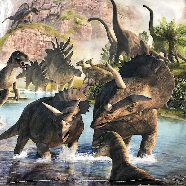 Dinosaur Sengetøy Jurassic Age T-Rex Raptors Dynetrekk og Putetrekk Sett Barn Gutter Soveromsdekorasjon Sengesett Mikrofiberstoff Uten Dyne - Twi