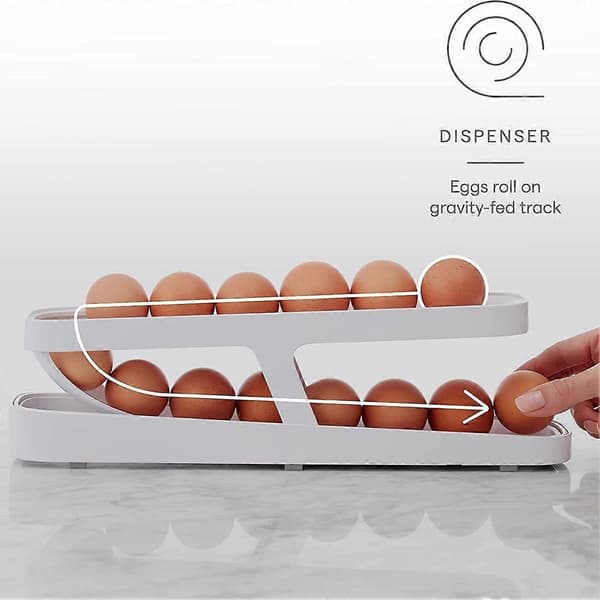 Nytt kjøleskap egg rullende egg oppbevaringsstativ Rolldown Egg Dispenser eggboks