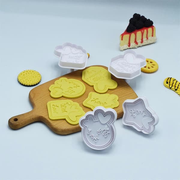 Sæt med 4 Kiksforme Kagedekoration DIY Printforme Husholdningsbagegadget