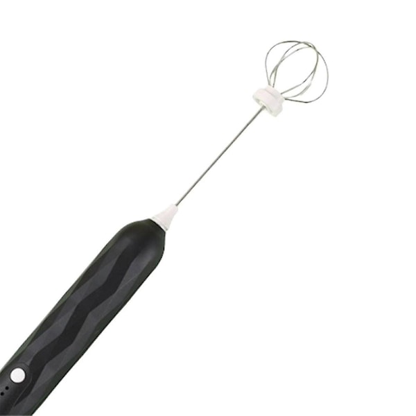 Mini Mælkeskummer Håndholdt, Stavblender Trådløs Skum Maker USB Genopladelig Lille Mixer Med 2 Rustfri Piskeris Sort