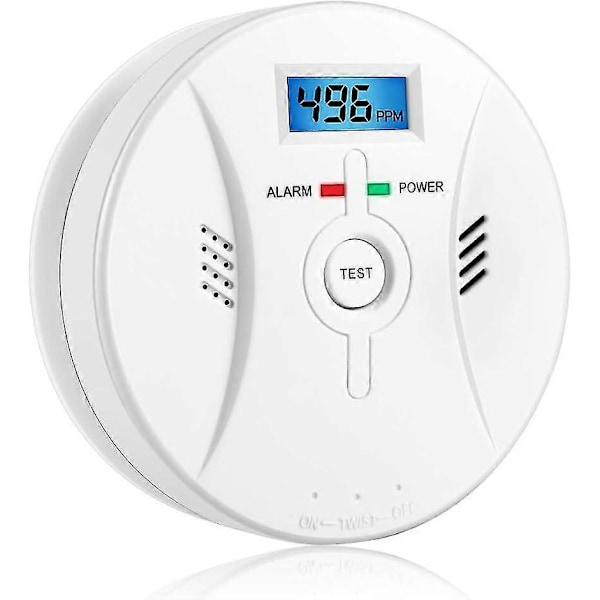 Kolmonoxidvarnare med LCD-display, CO-detektor, Högt 85-dB-larm, Kolmonoxidsensor, Batteridriven