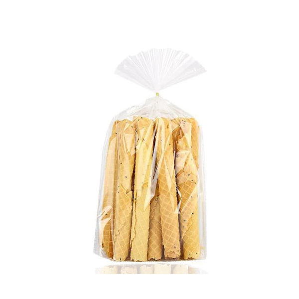 100 st Plastpåsar för Snacks, Transparenta, för Toastbröd, Kakor, Godis, med Vridband