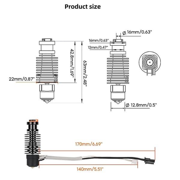 Chc-v6 Keramisk Hotend Skrivehode Metalldyse Montering For Voron2.4 Skriver