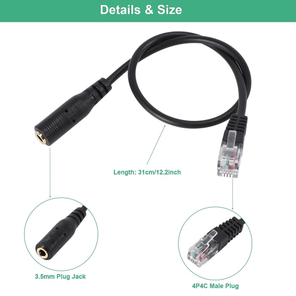 3,5 mm stik til RJ9 til iPhone-headset til Cisco-kontortelefonadapterkabel