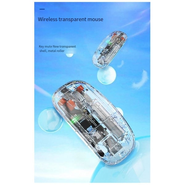 Stille Trådløs Bluetooth Mus 3-modus Transparent Mus 2.4g+bt For Bærbar PC/nettbrett