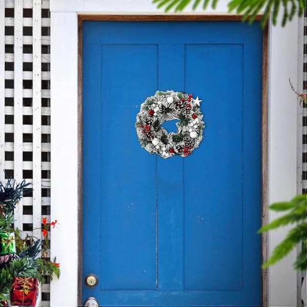 Julekrans til hoveddøren Dørkrans udendørs indendørs julepynt 23 cm i diameter