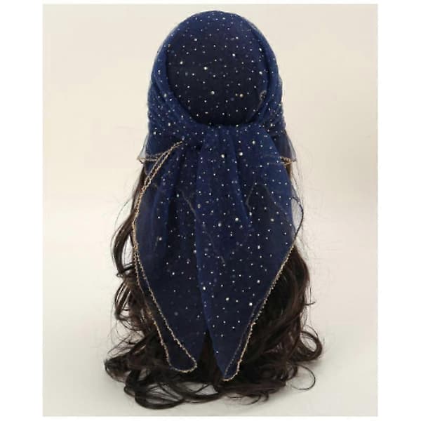 Hodeplagg for kvinner med glitterdekor, 31,5 tommer hodeplagg med rhinestones Naby Blue