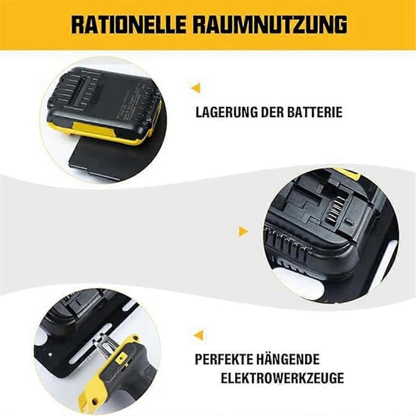 Vægbeslag til DeWalt DCB112 oplader og 20V batteri, batteriholder og opladerholder til